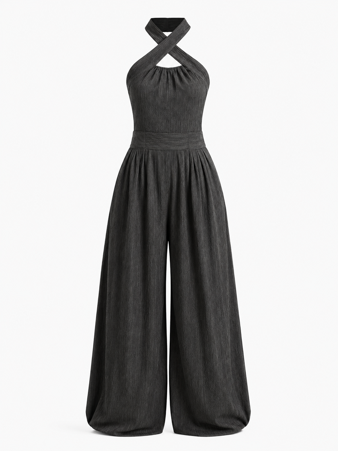 Bianca Cross-Halter Wide-Leg Jumpsuit