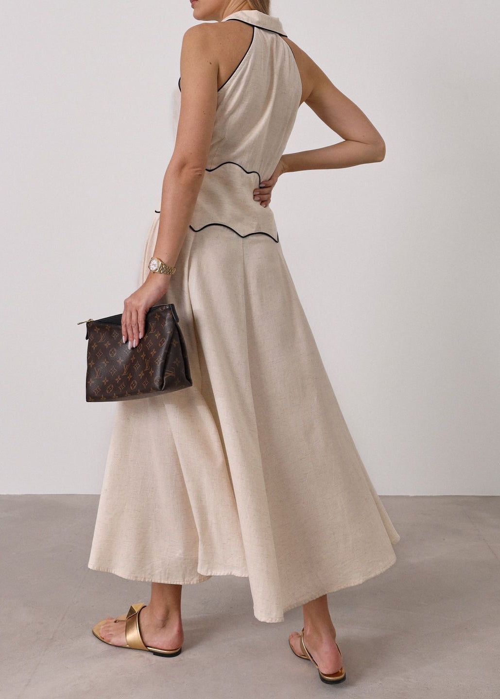 Kalila Contrast Linen Dress