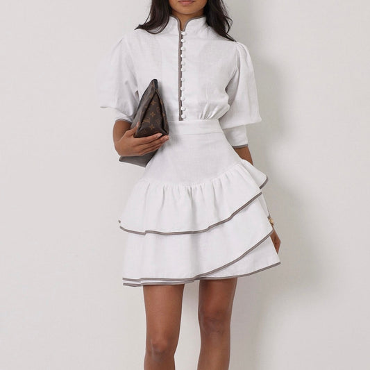 Cassidy Luxe Frill Dress | Champagne Ivory