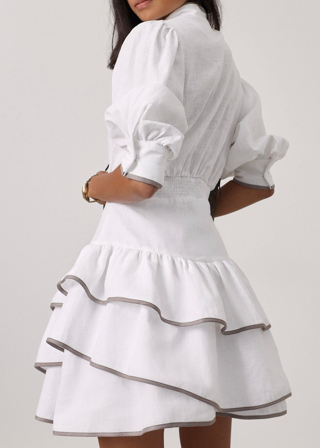 Cassidy Luxe Frill Dress | Champagne Ivory