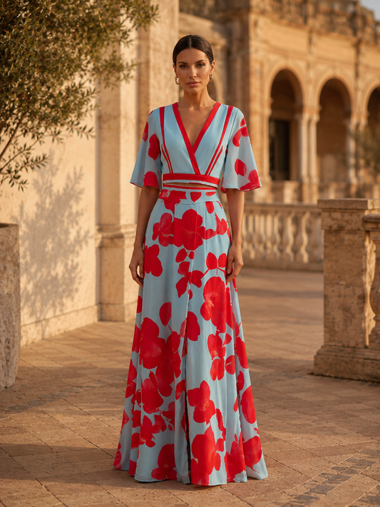 The Noelle Floral V-Neck Maxi Dress