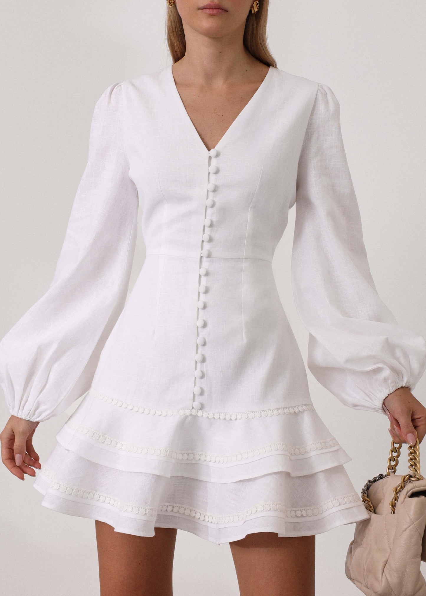Janie Frill Day Dress | Soft White