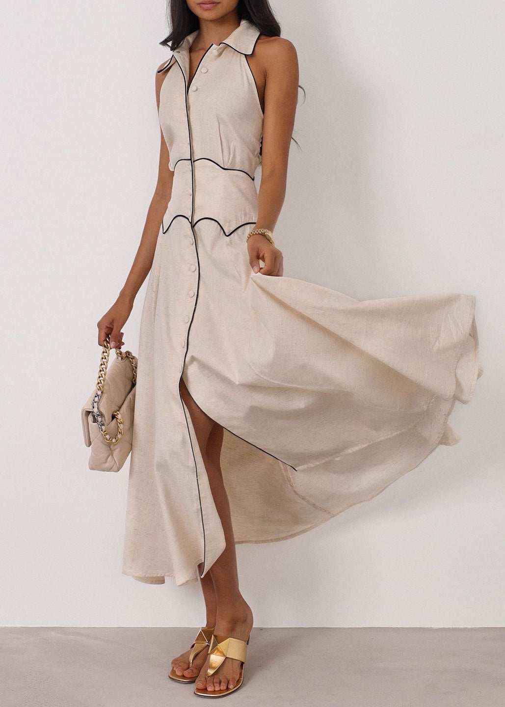 Kalila Contrast Linen Dress