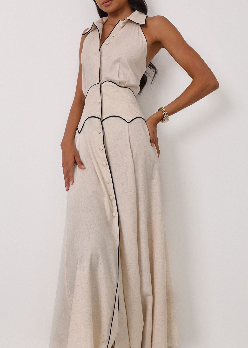 Kalila Contrast Linen Dress