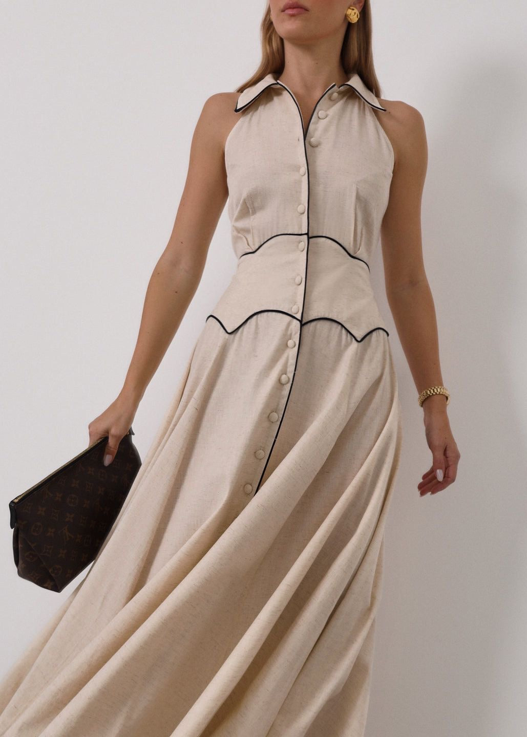 Kalila Contrast Linen Dress
