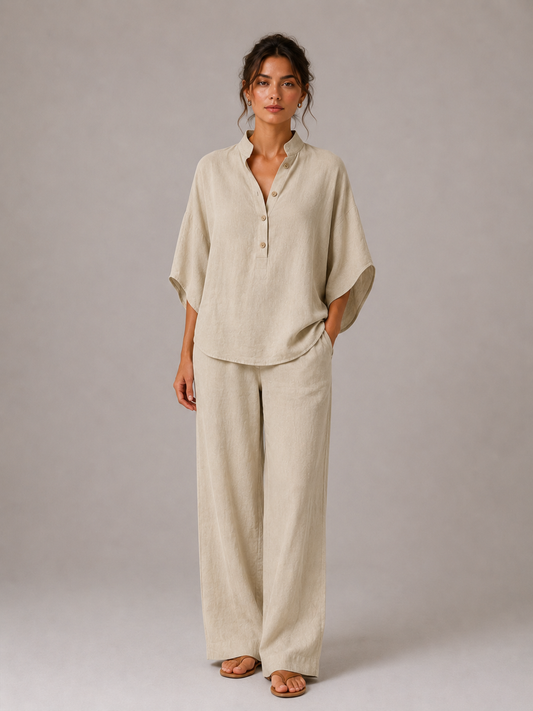 The Maribel Linen-Look Wide-Leg Set