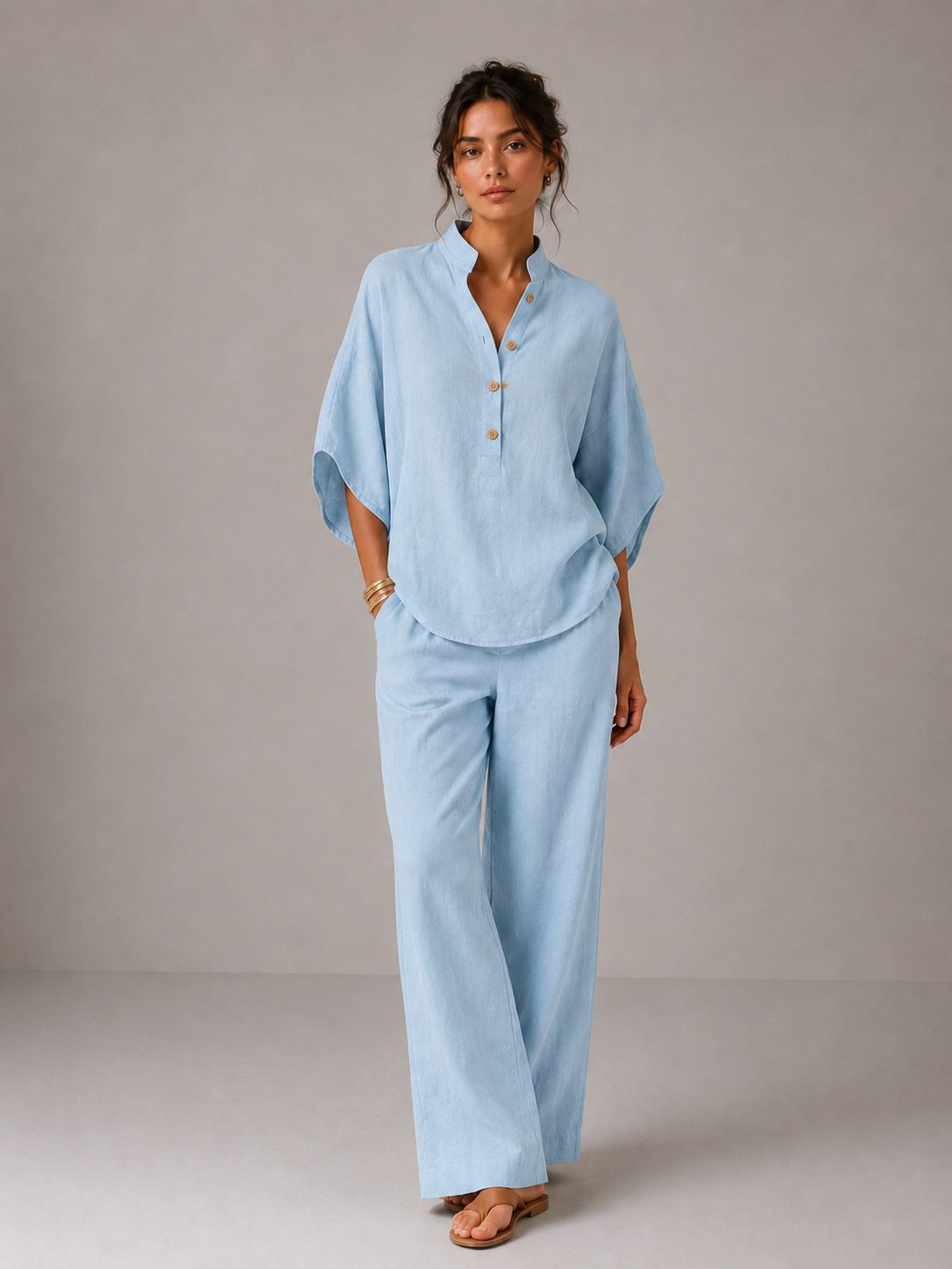 The Maribel Linen-Look Wide-Leg Set