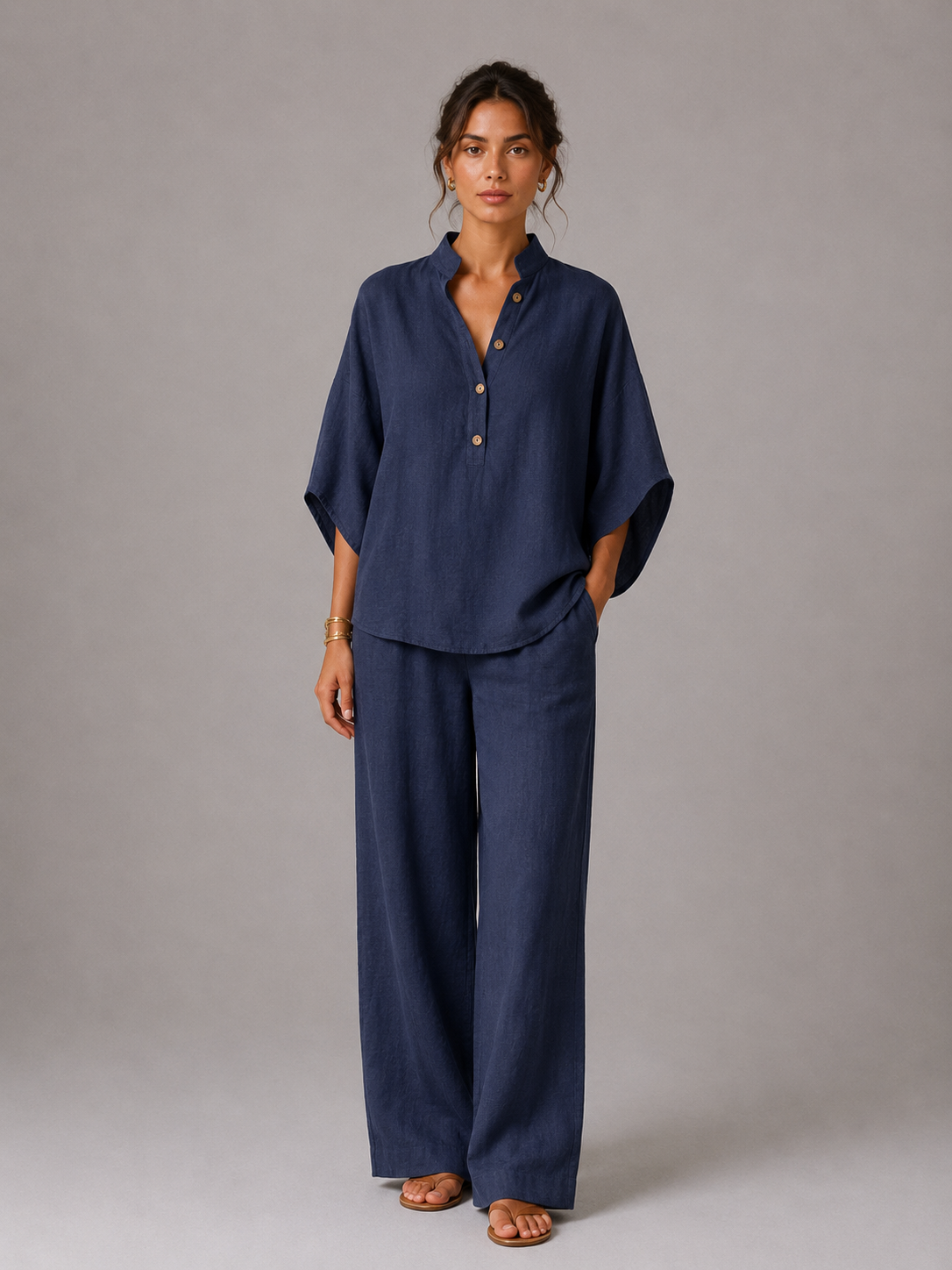 The Maribel Linen-Look Wide-Leg Set
