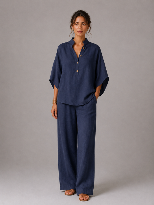 The Maribel Linen-Look Wide-Leg Set