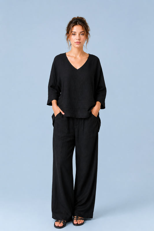 The Solene Relaxed Wide-Leg Set