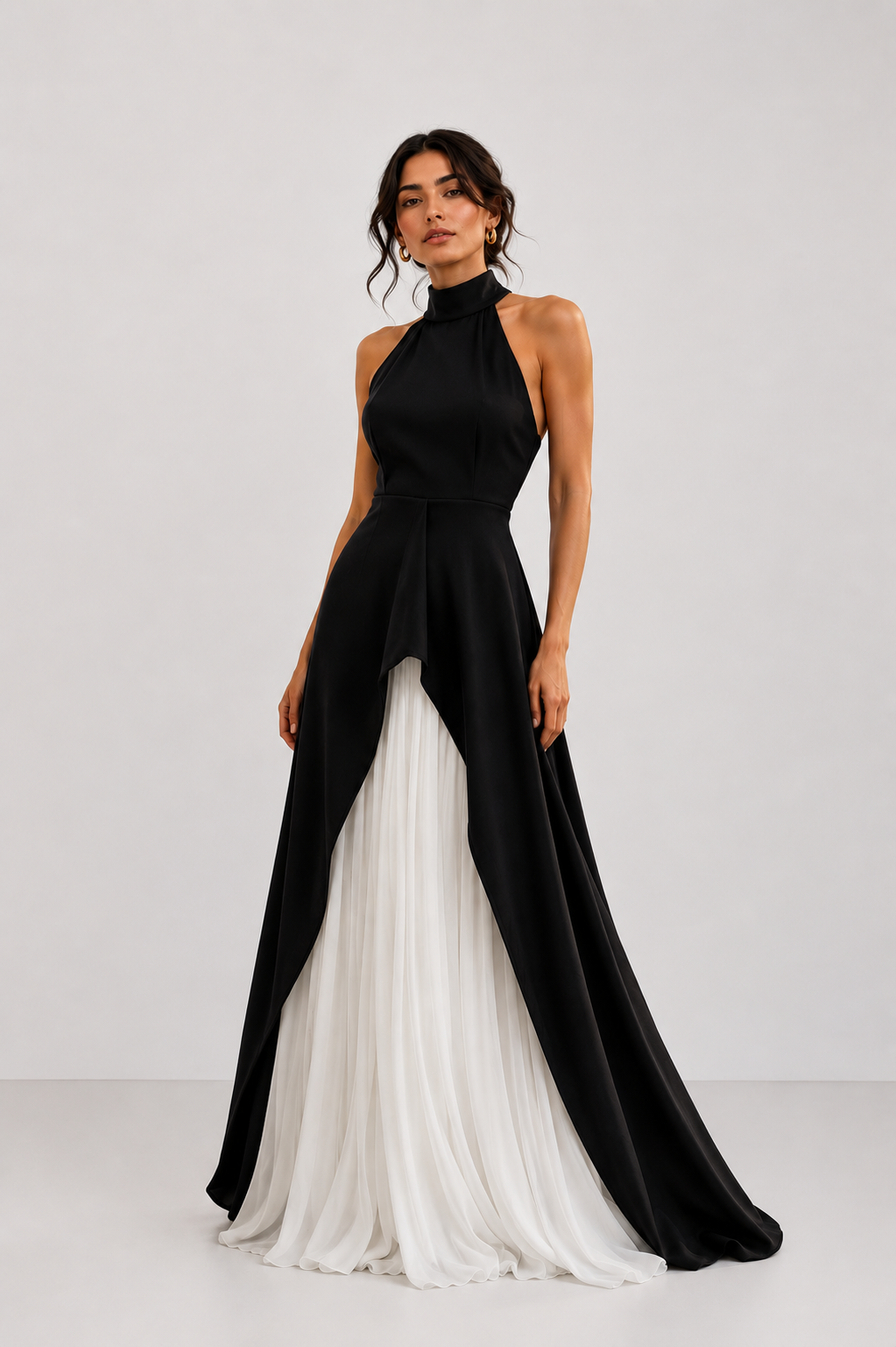 The Inès Layered Halter Maxi Dress