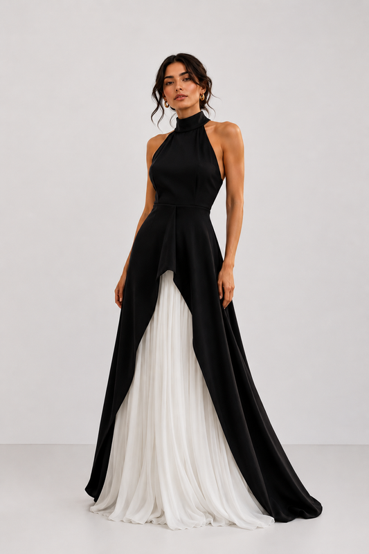 The Inès Layered Halter Maxi Dress