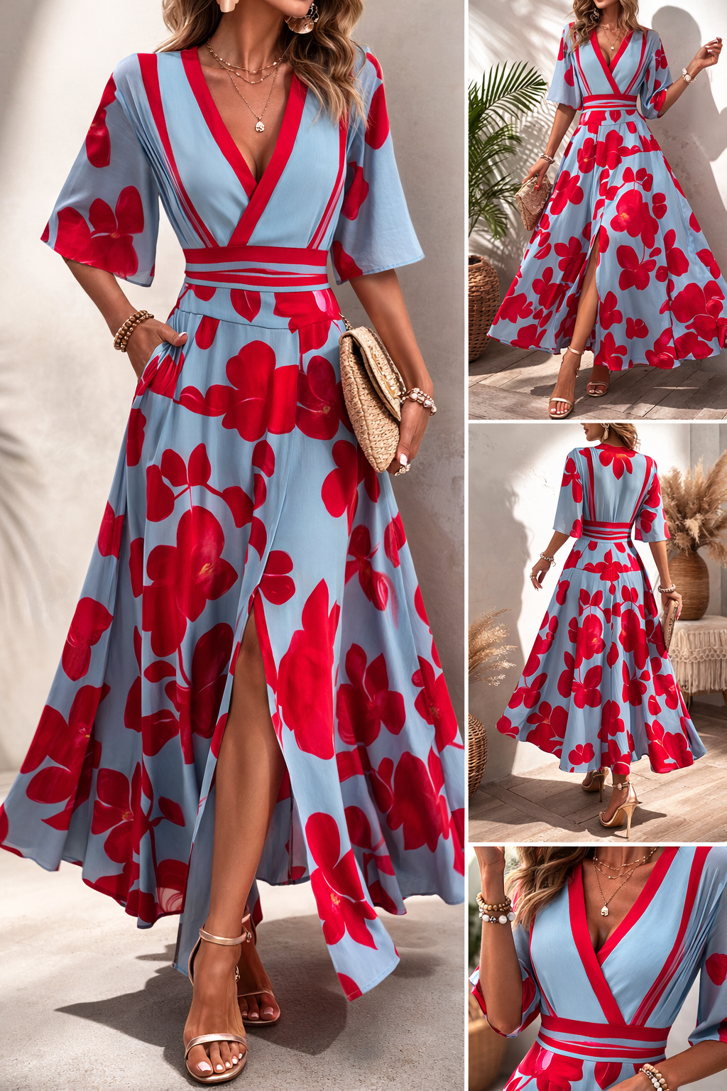 The Noelle Floral V-Neck Maxi Dress