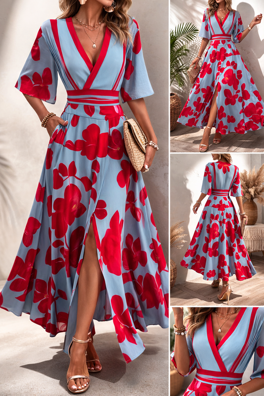 The Noelle Floral V-Neck Maxi Dress